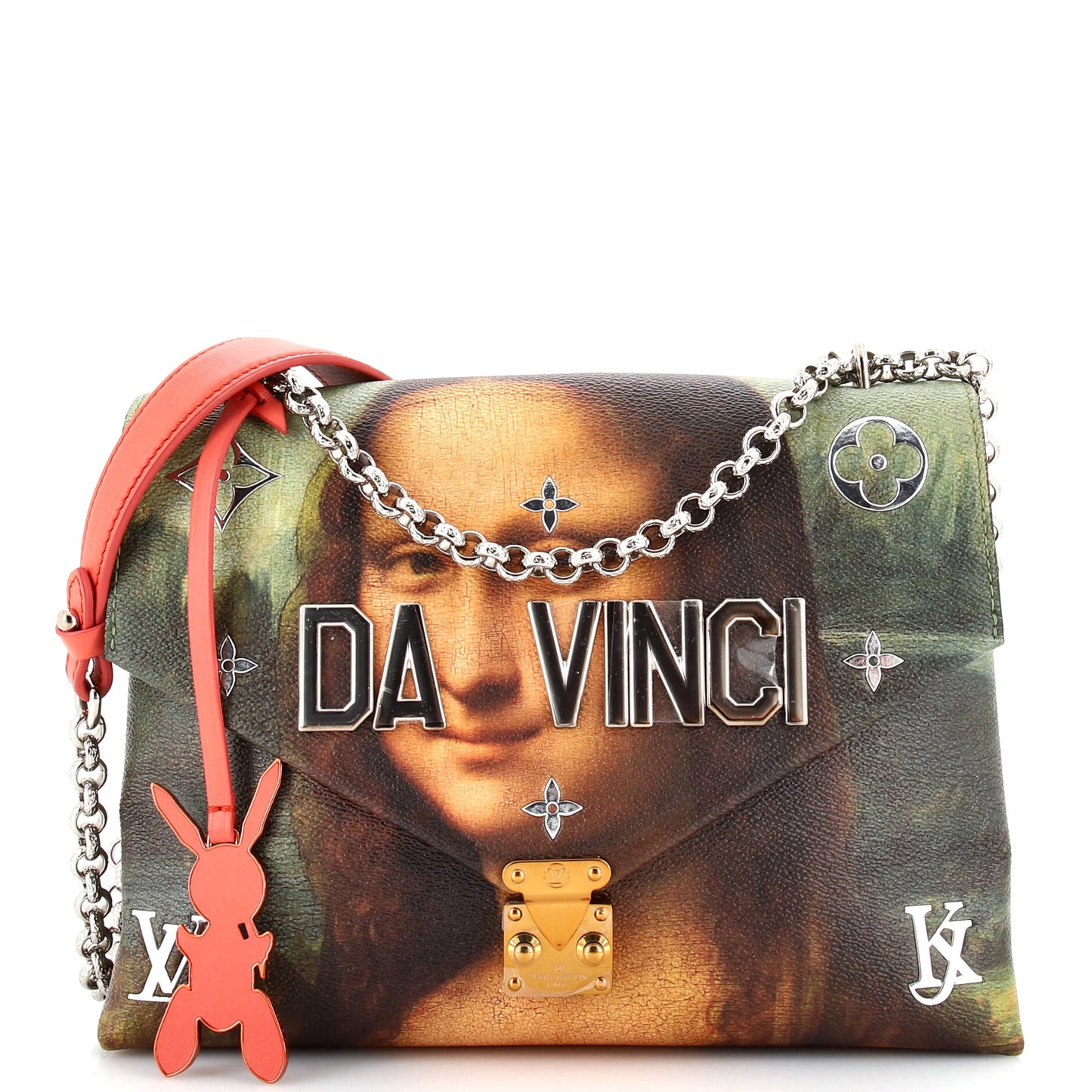 Louis Vuitton Chain Shoulder Bag Limited Edition Jeff Koons Da Vinci Print Canvas