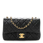 Lambskin Quilted Mini Rectangular Pearl Crush Flap Black