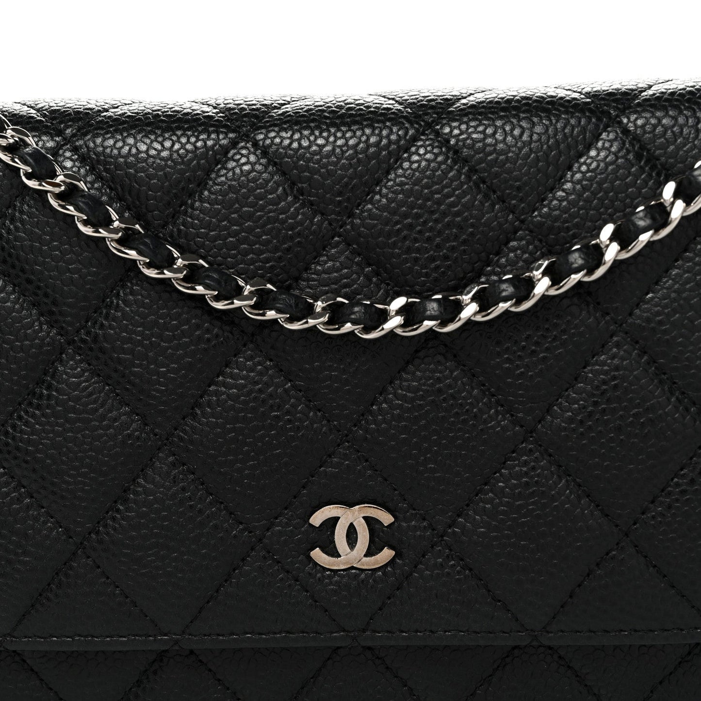 Caviar Quilted Wallet on Chain WOC Black