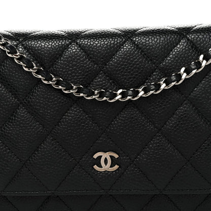 Caviar Quilted Wallet on Chain WOC Black