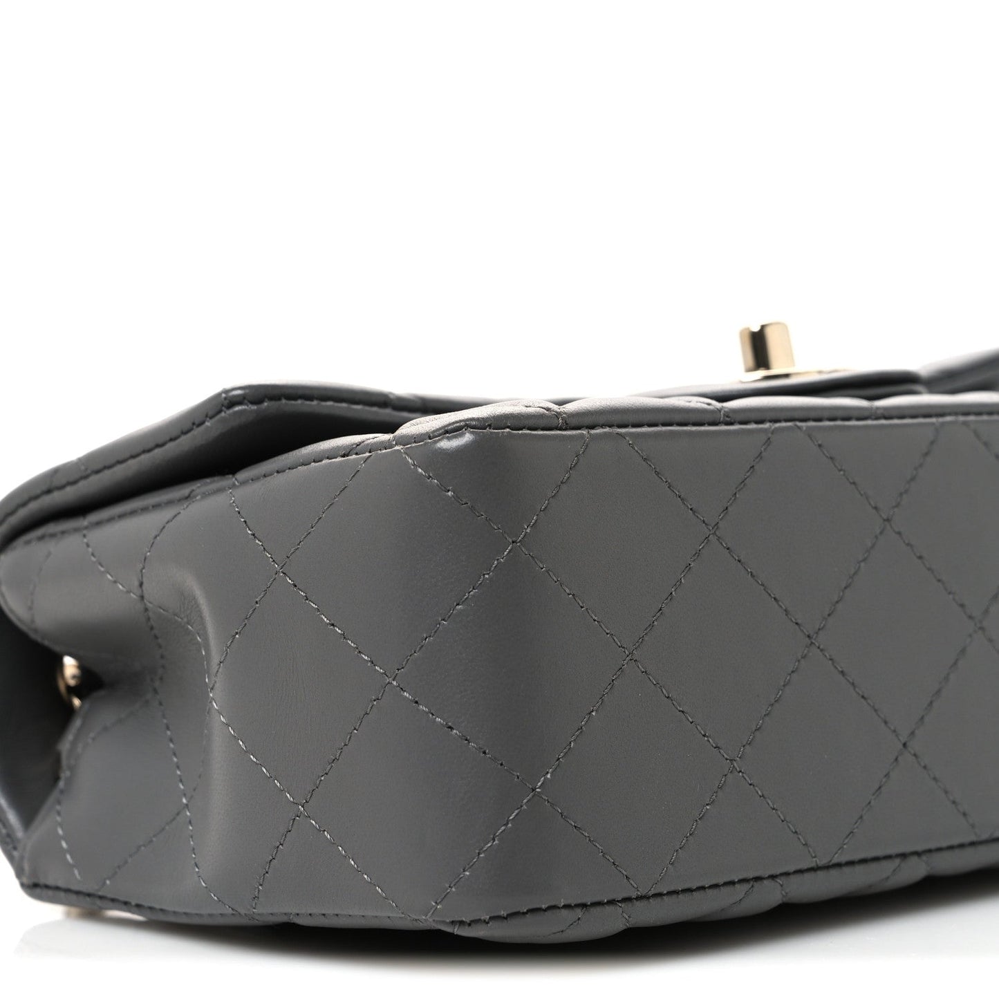 Lambskin Quilted Mini Rectangular Flap Grey