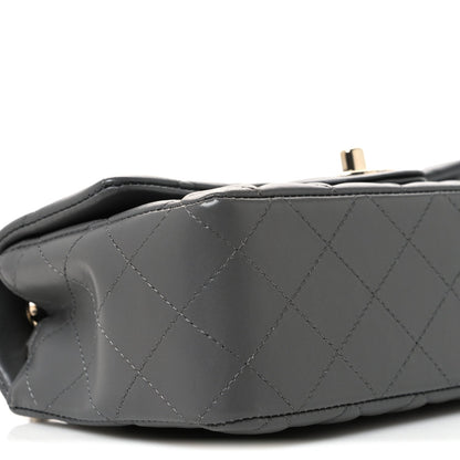 Lambskin Quilted Mini Rectangular Flap Grey