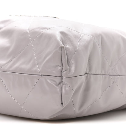 Shiny Calfskin Quilted Chanel 22 Grey