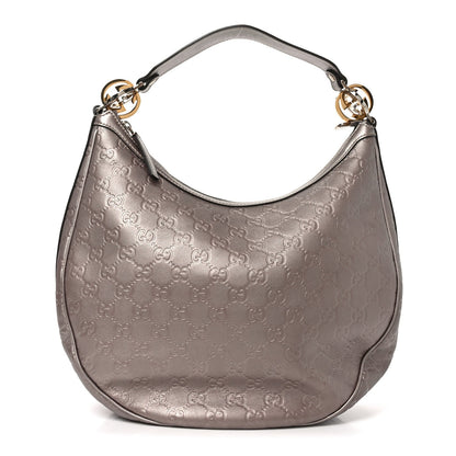 Metallic Guccissima Medium GG Twins Hobo Mauve