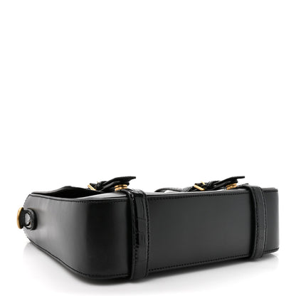 Calfskin Crocodile GG Double Buckle Medium Messenger Bag Black