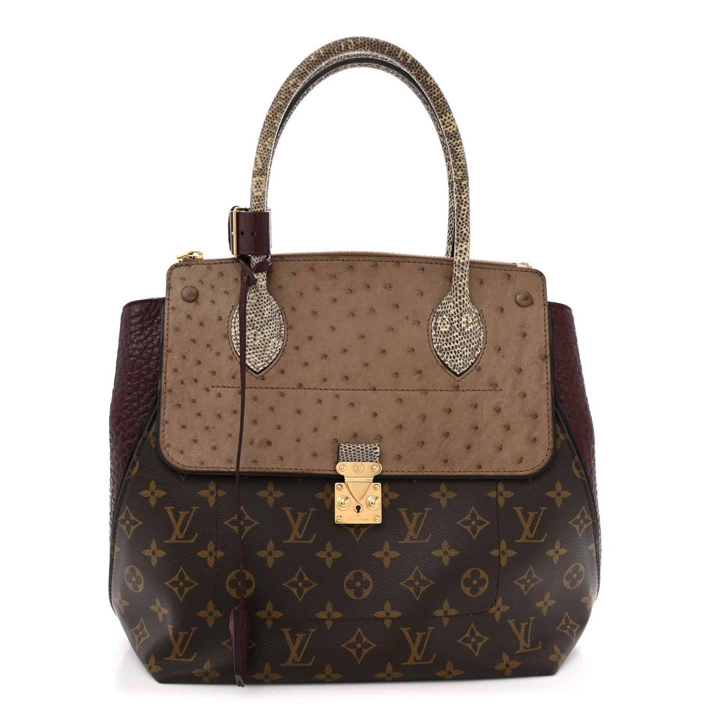 Ostrich Lizard Majestueux Tote MM Bordeaux
