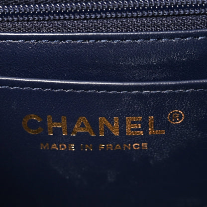 Lambskin Quilted Mini Chain Top Handle Rectangular Flap Navy