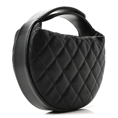 Caviar Quilted Polly Pocket Pouch Hobo Black