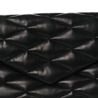 Lambskin Quilted Sade Puffer Envelope Clutch Black