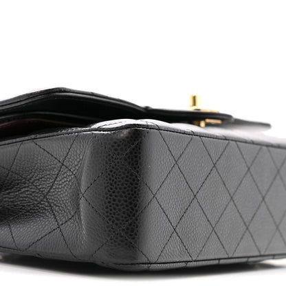 Caviar Quilted Medium Double Flap Black