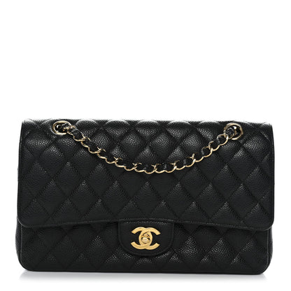 Caviar Quilted Medium Double Flap Black