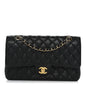 Caviar Quilted Medium Double Flap Black
