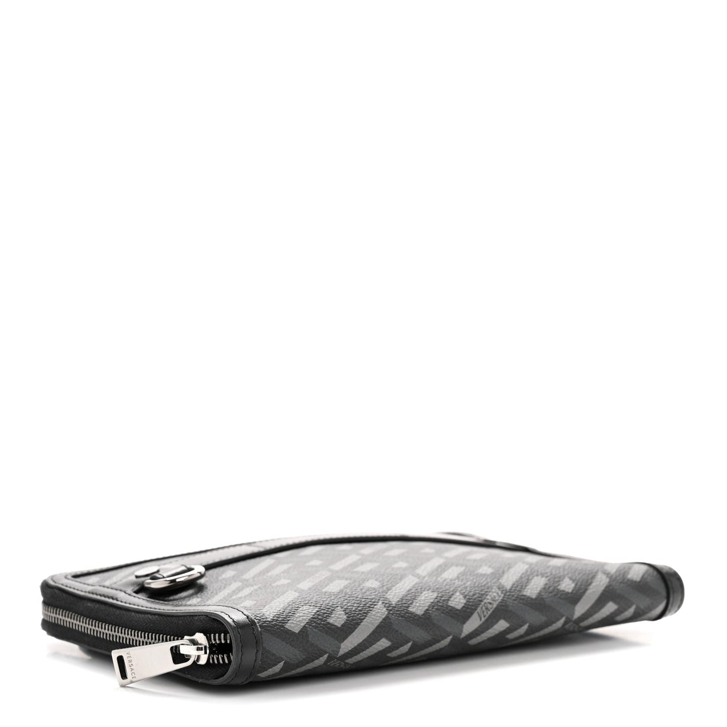 Coated Canvas La Greca Signature  Black Gray