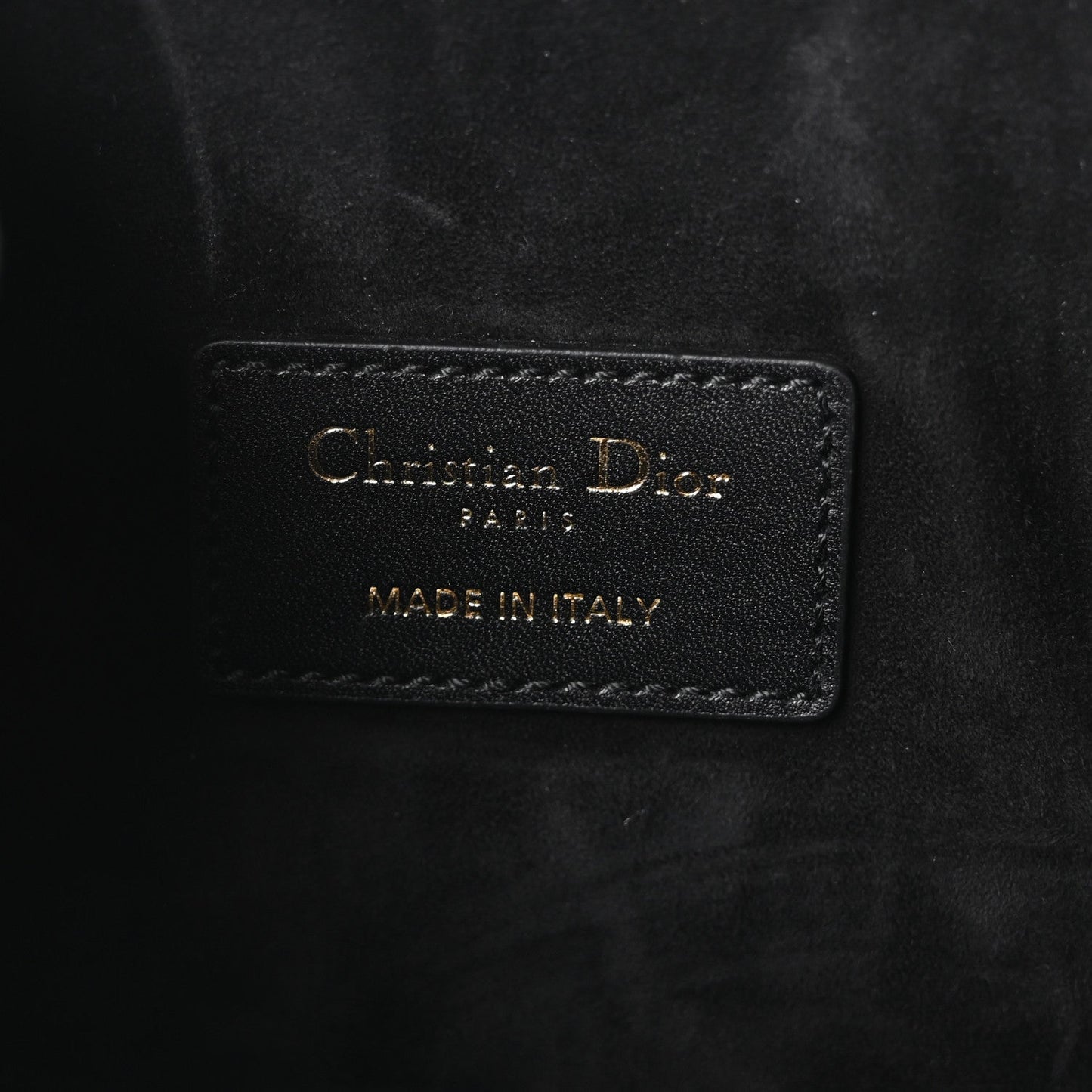 Calfskin CD Embossed Medium C'est Chain Bucket Bag Black