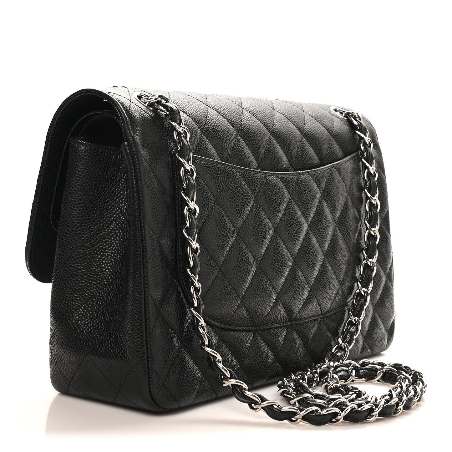 Caviar Quilted Jumbo Double Flap Black