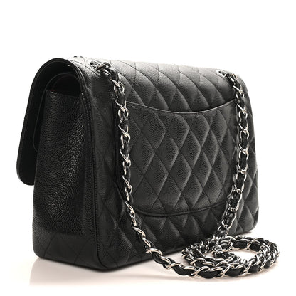 Caviar Quilted Jumbo Double Flap Black
