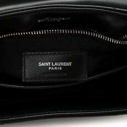 Calfskin Y Quilted Monogram Toy Loulou Crossbody Bag Black