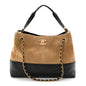Suede Calfskin Shiny Lambskin Quilted Small Coco Base Shopping Bag Beige Black
