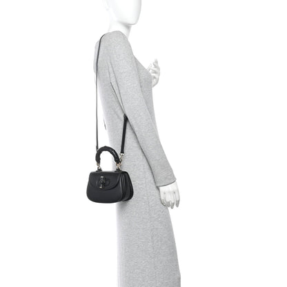 Boarded Dyana Lux Calfskin Mini Bamboo 1947 Top Handle Bag Black