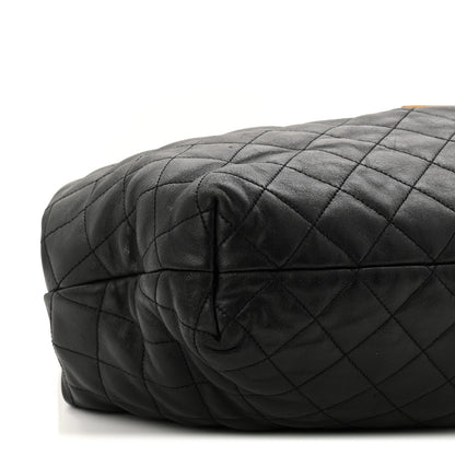 Lambskin Quilted Maxi Icare Shopping Tote Black