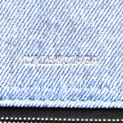 Nappa Denim Printed Small Hourglass Top Handle Bag Denim Blue