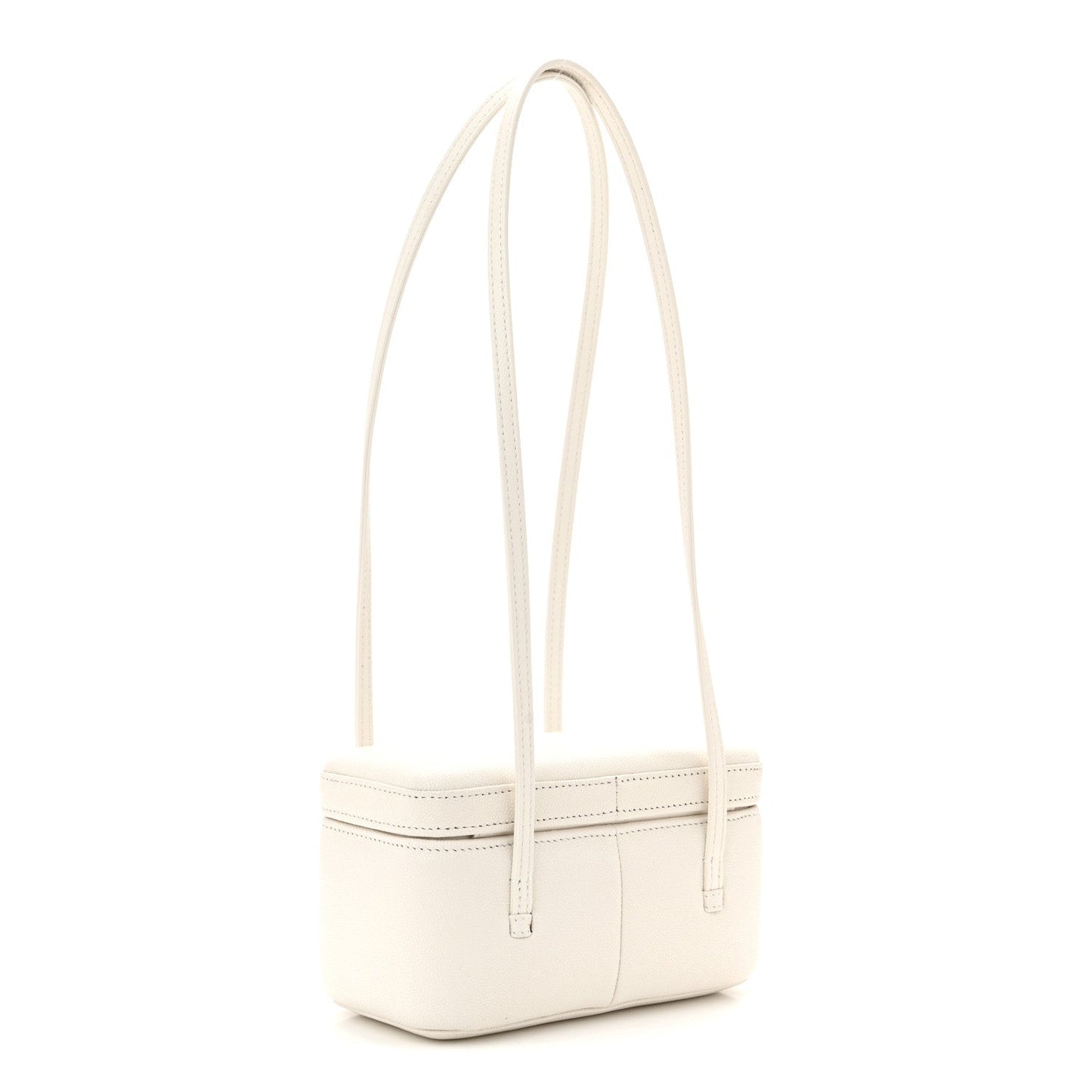 Shiny Caviar Preppy Coco Long Vanity With Strap White