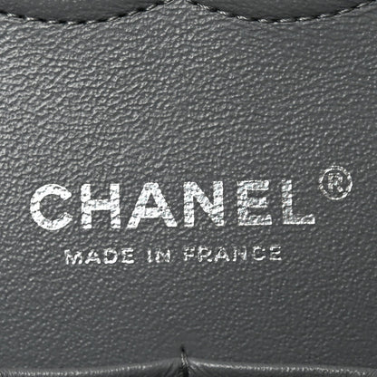 Caviar Quilted Medium Double Flap Grey