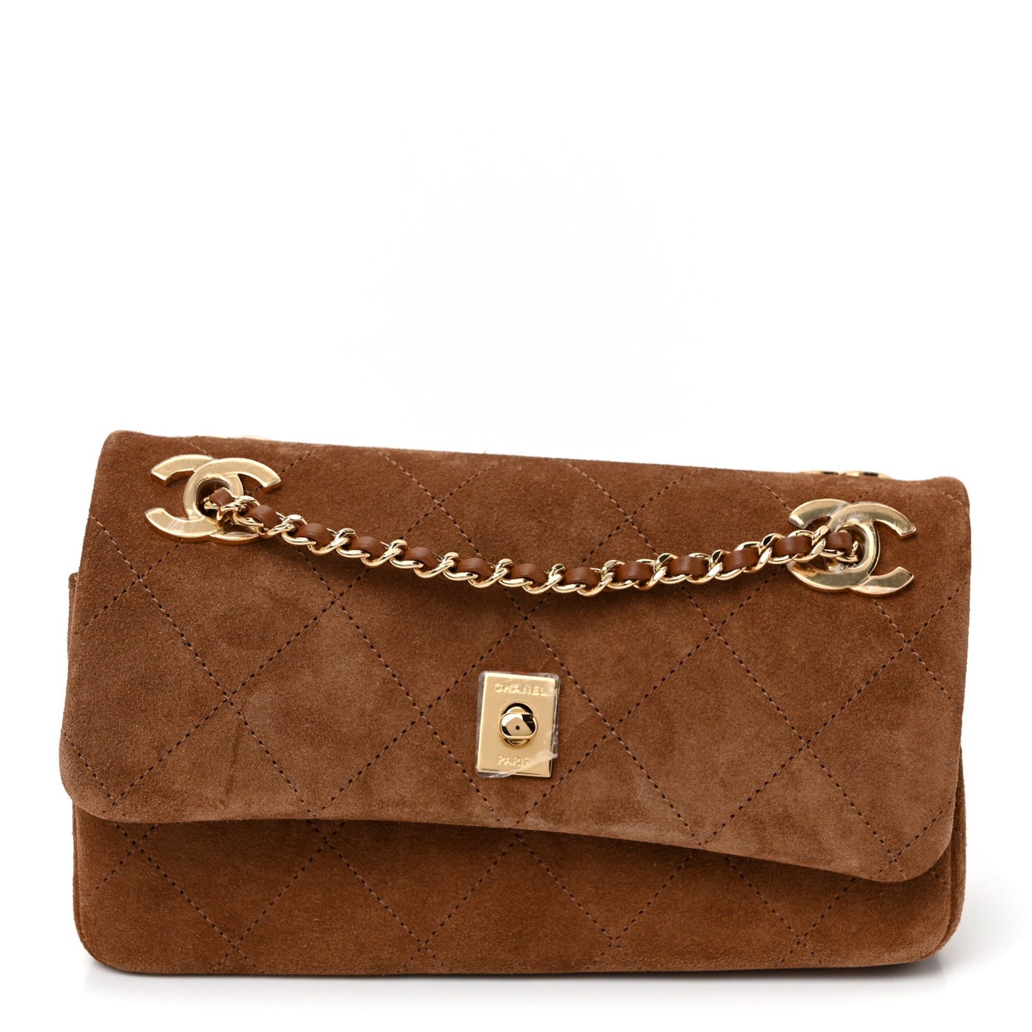 Suede Calfskin Small Eyes On You Flap Camel