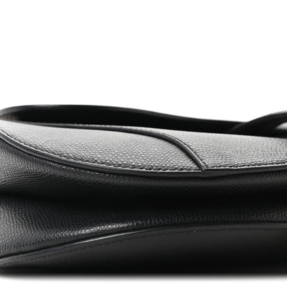 Grained Calfskin Saddle Bag Black