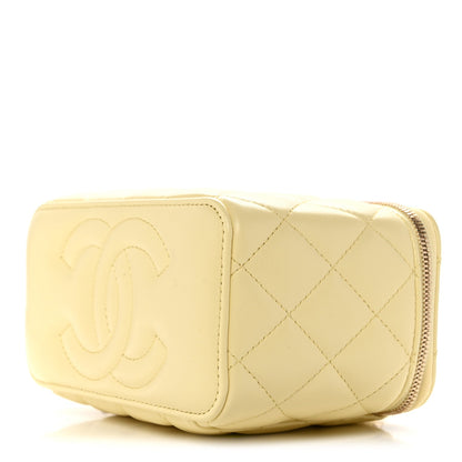 Lambskin Quilted Small Vanity Case With Chain Light Yellow