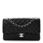 Lambskin Quilted Medium Double Flap Black
