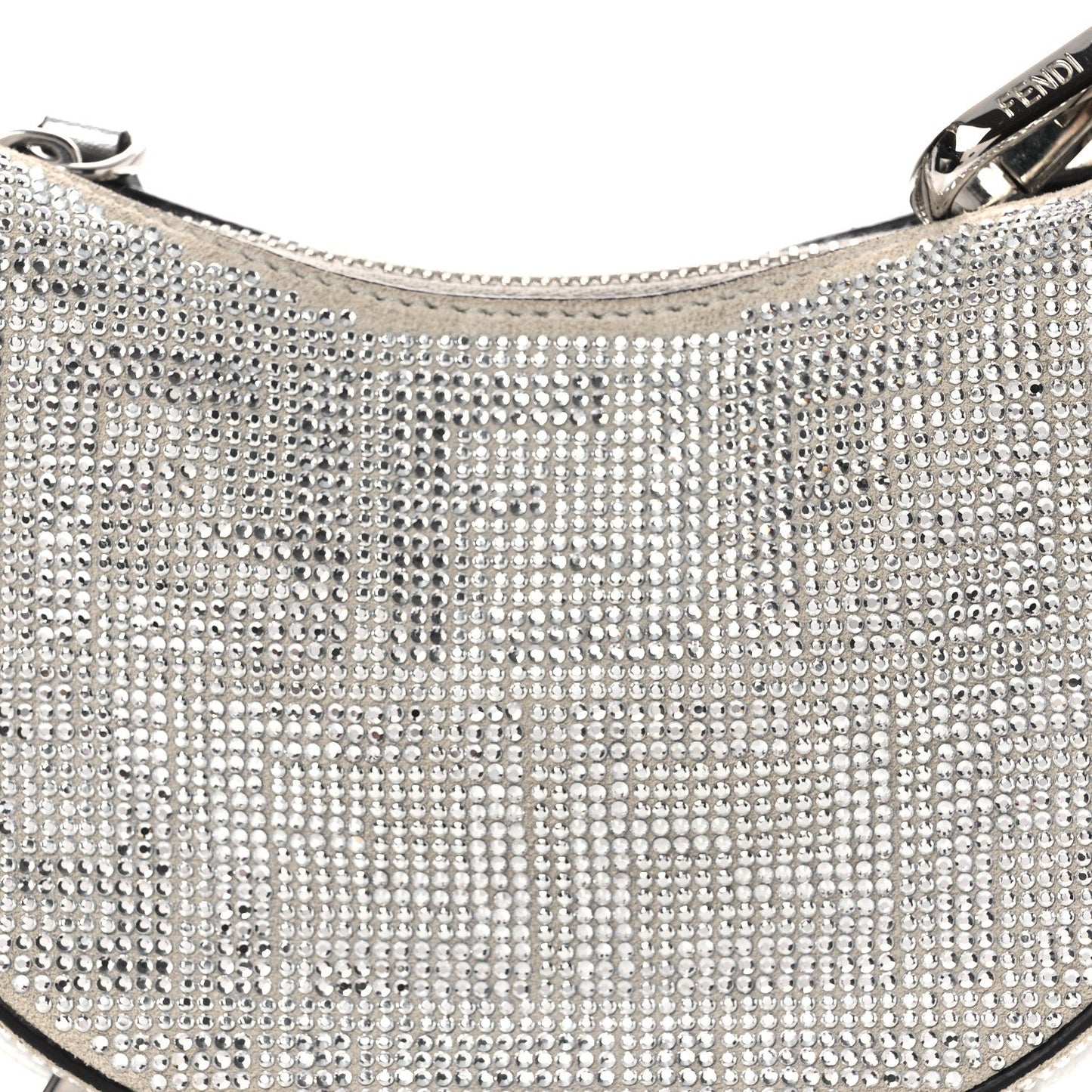 Crystal Vitello Laminato Suede FF Nano Fendigraphy Hobo Charm Grey