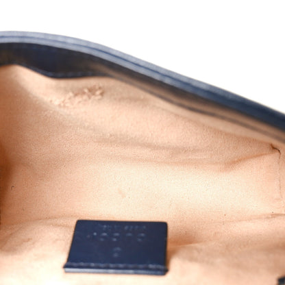 Vintage Effect Calfskin Matelasse Diagonal Super Mini Torchon GG Marmont Shoulder Bag Mystic White Blue Agata