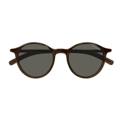 Montblanc Sunglasses Round Full Rim, Shiny Brown Frame and Grey Lens MB0324S002