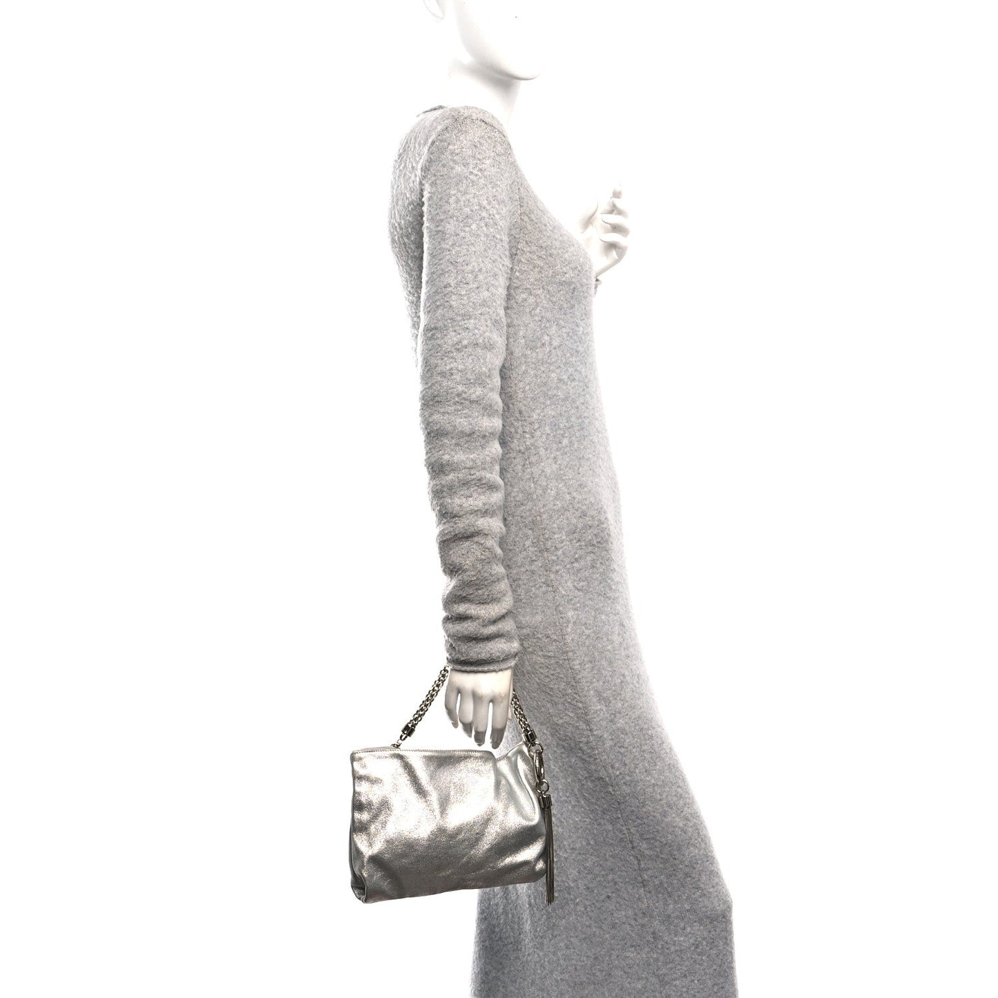Metallic Goatskin Callie Mea Tassel Silver
