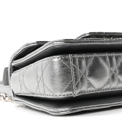 Metallic Lambskin Cannage Mini Jolie Top Handle Bag Silver
