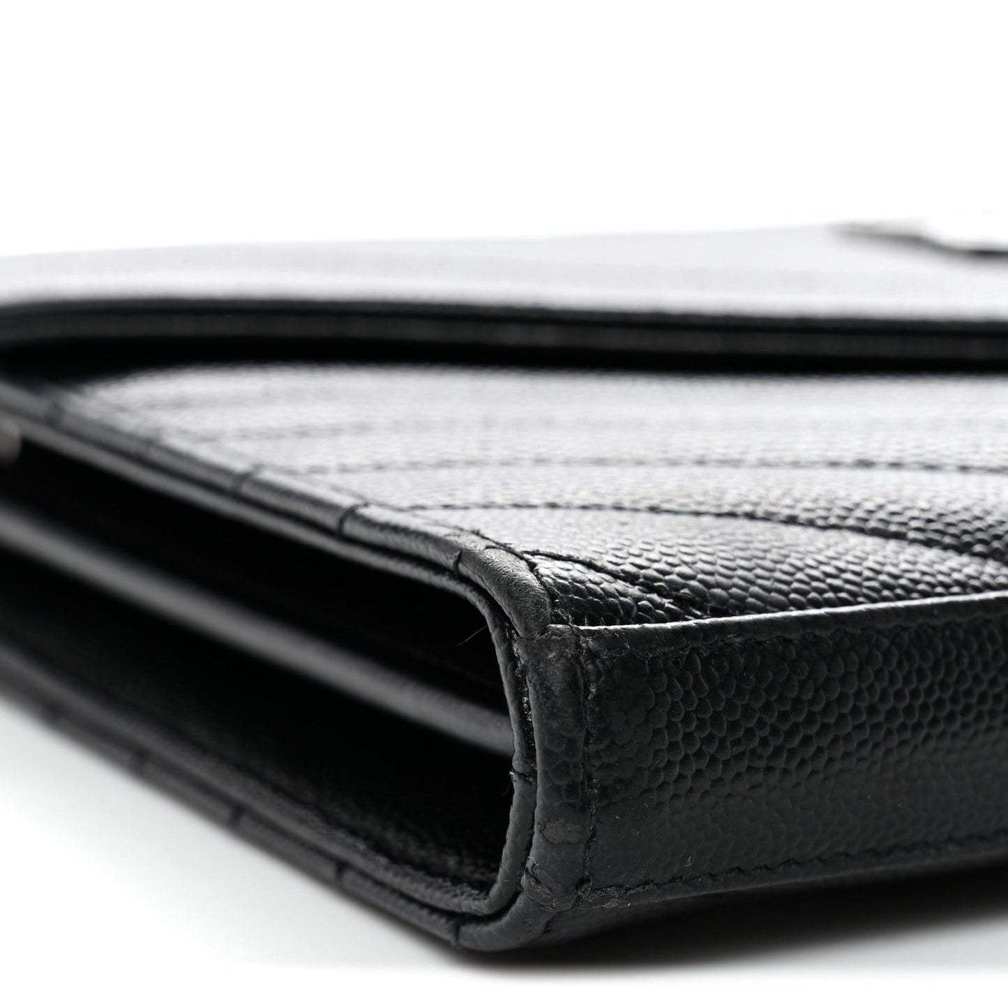 Grain De Poudre Matelasse Chevron Monogram Chain Wallet Black