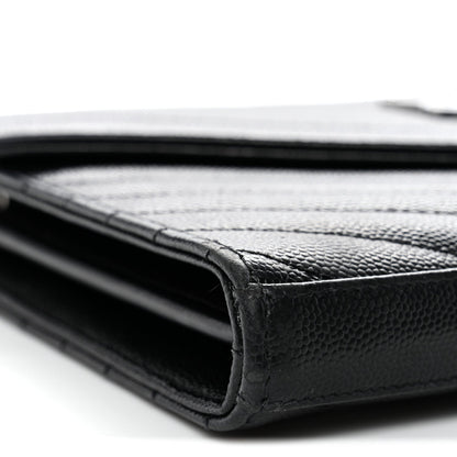 Grain De Poudre Matelasse Chevron Monogram Chain Wallet Black
