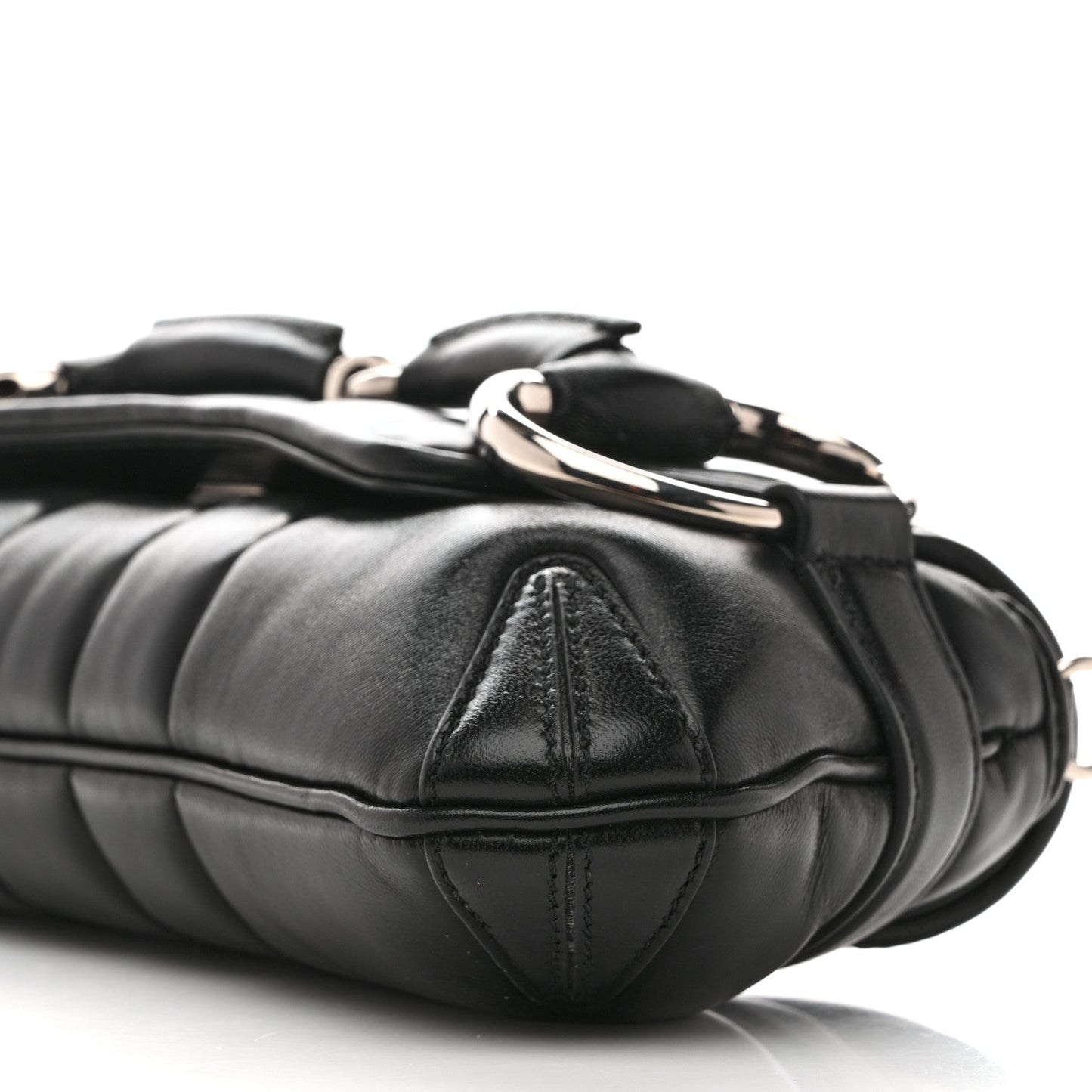 Nappa Vertical Matelasse Small Maxi Horsebit Chain Shoulder Bag Black