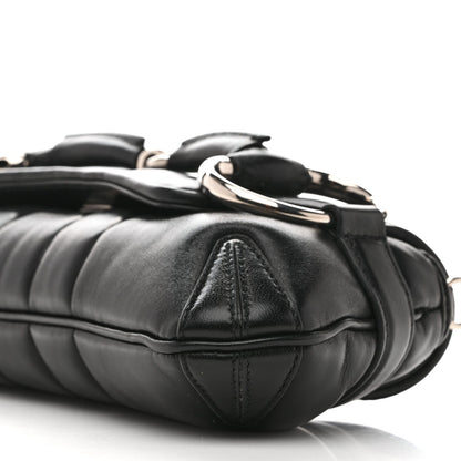 Nappa Vertical Matelasse Small Maxi Horsebit Chain Shoulder Bag Black