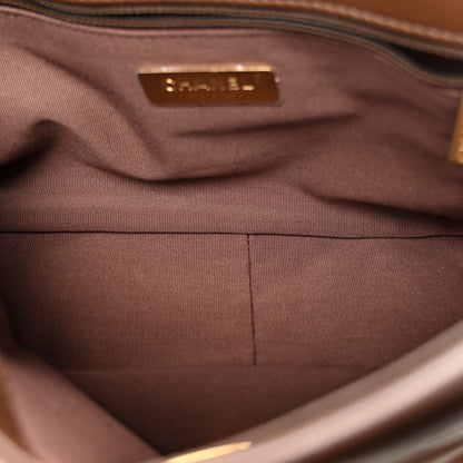Lambskin Quilted Large Chanel 19 Flap Dark Brown