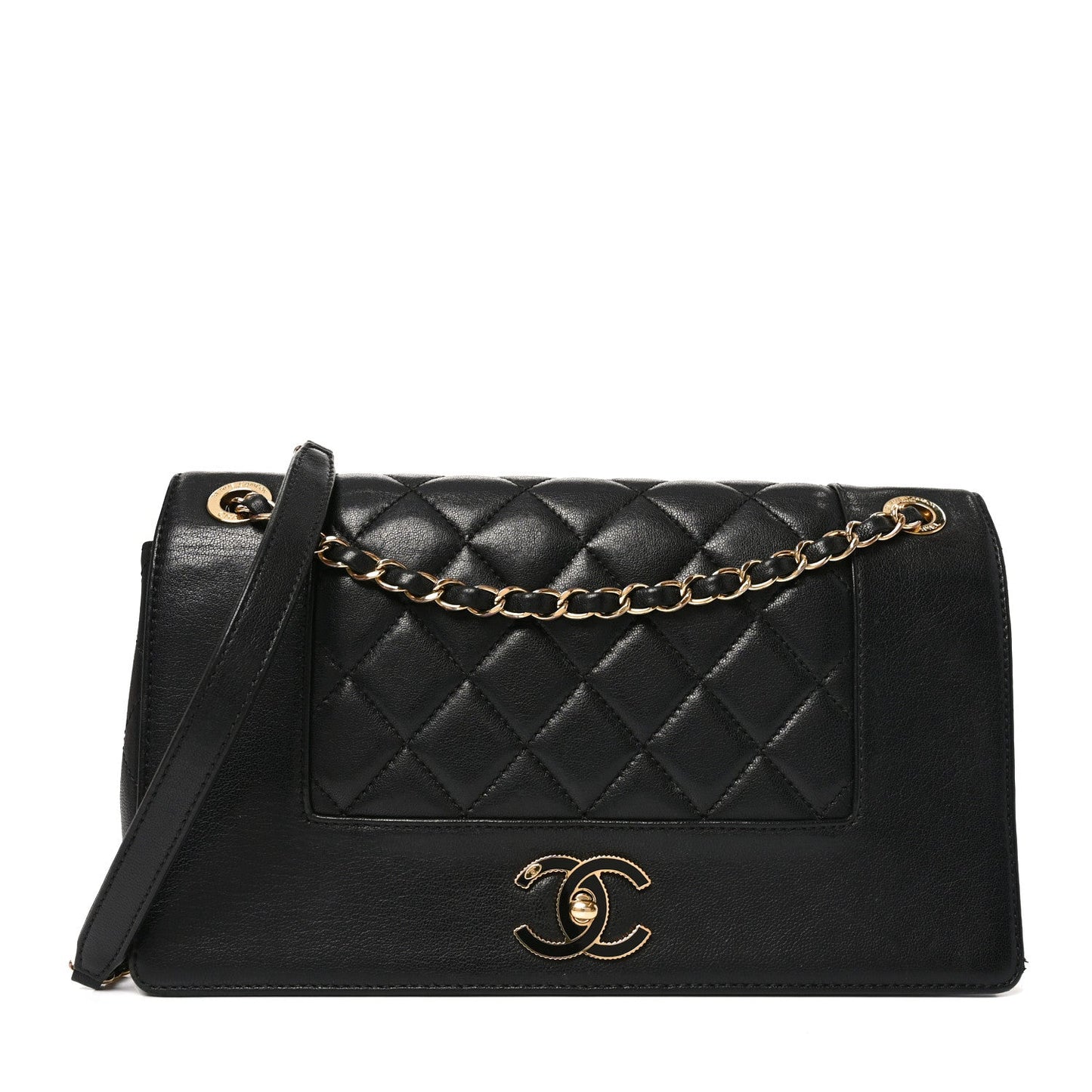 Sheepskin Quilted Vintage Mademoiselle Flap Black