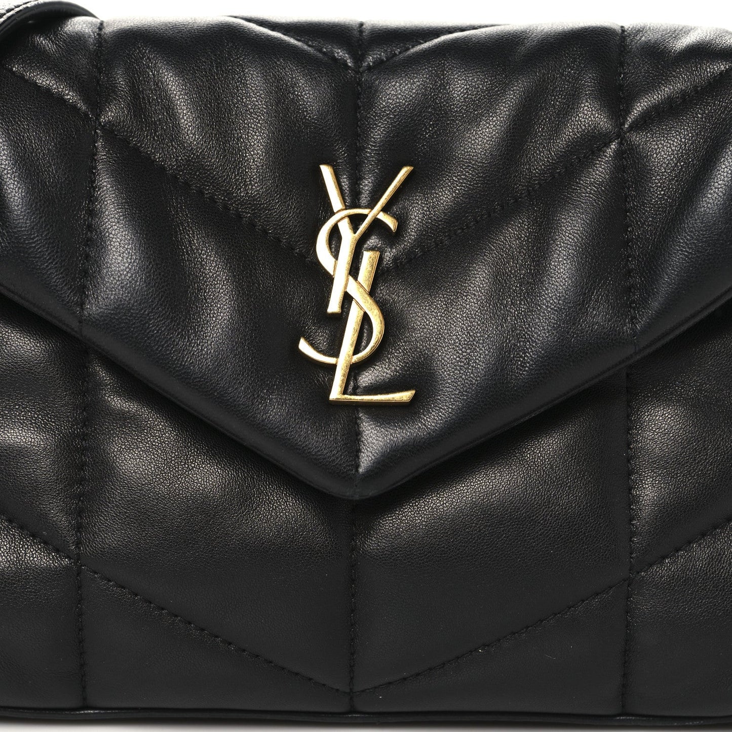 Lambskin Quilted Toy Loulou Puffer Monogram Chain Satchel Black