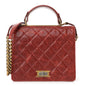 Glazed Calfskin Quilted Rita Top Handle Flap Red