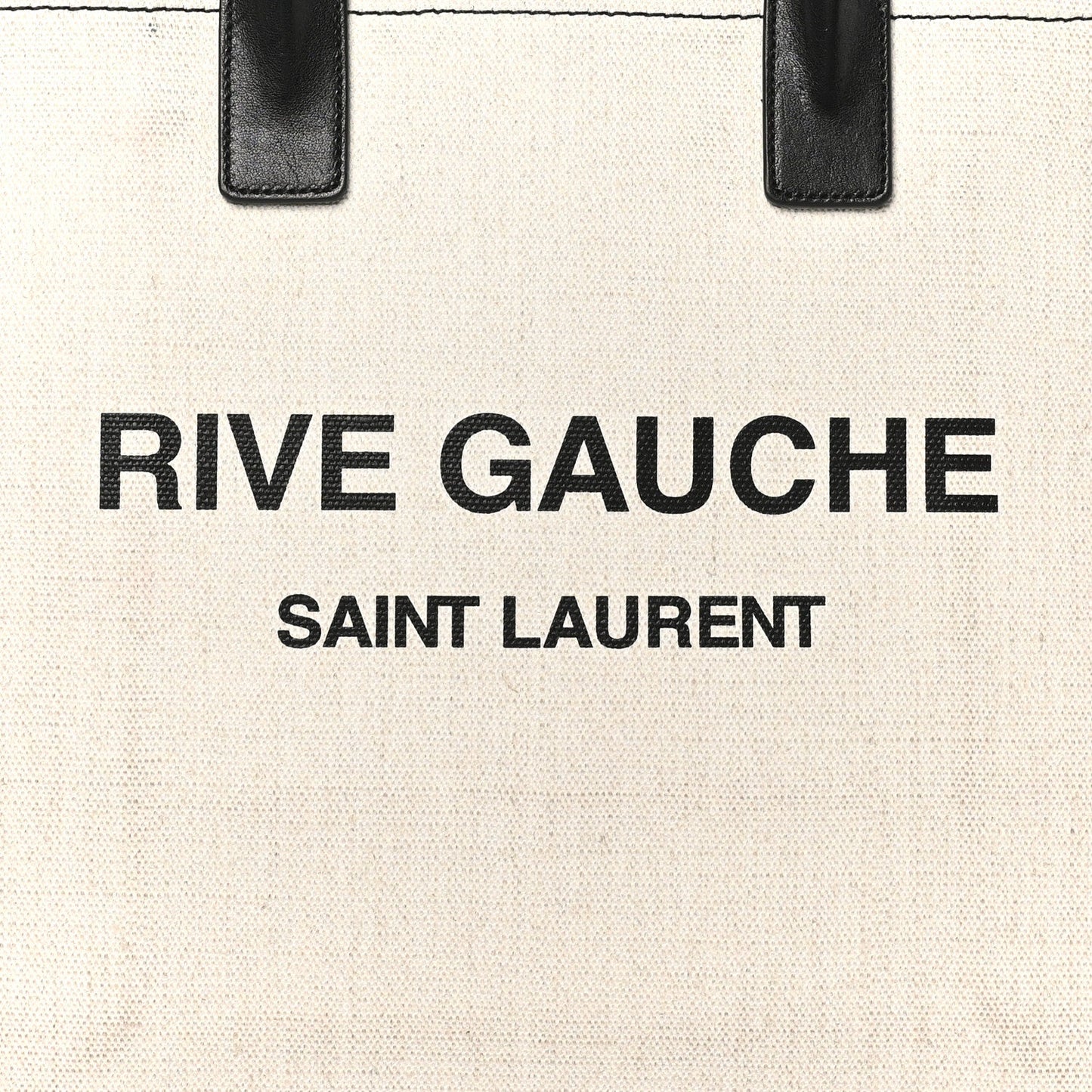 Linen Calfskin Rive Gauche North South Tote White Black