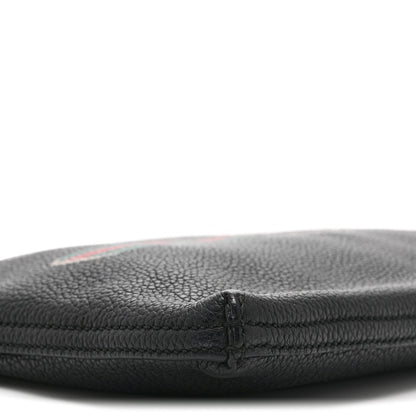 Pebbled Calfskin Medium Logo Portfolio Clutch Black