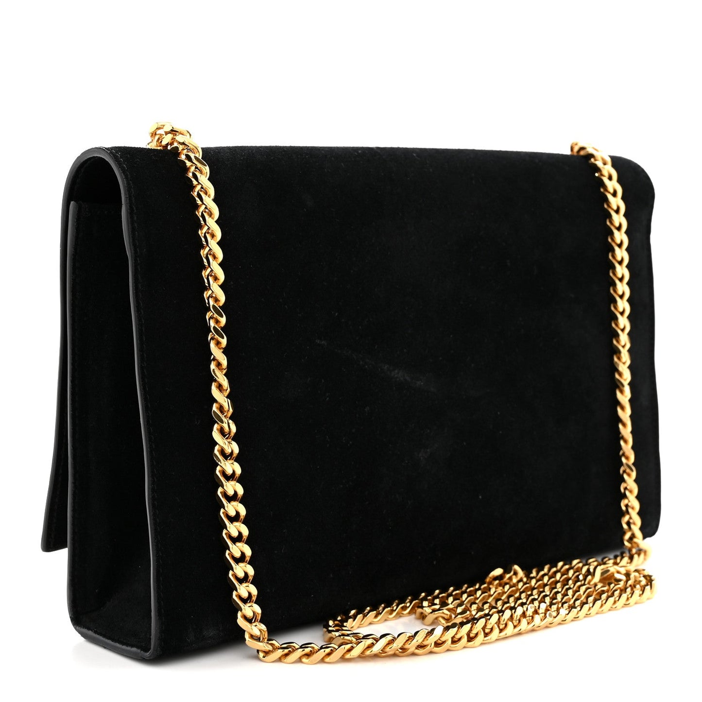Suede Medium Classic Monogram Kate Tassel Satchel Black