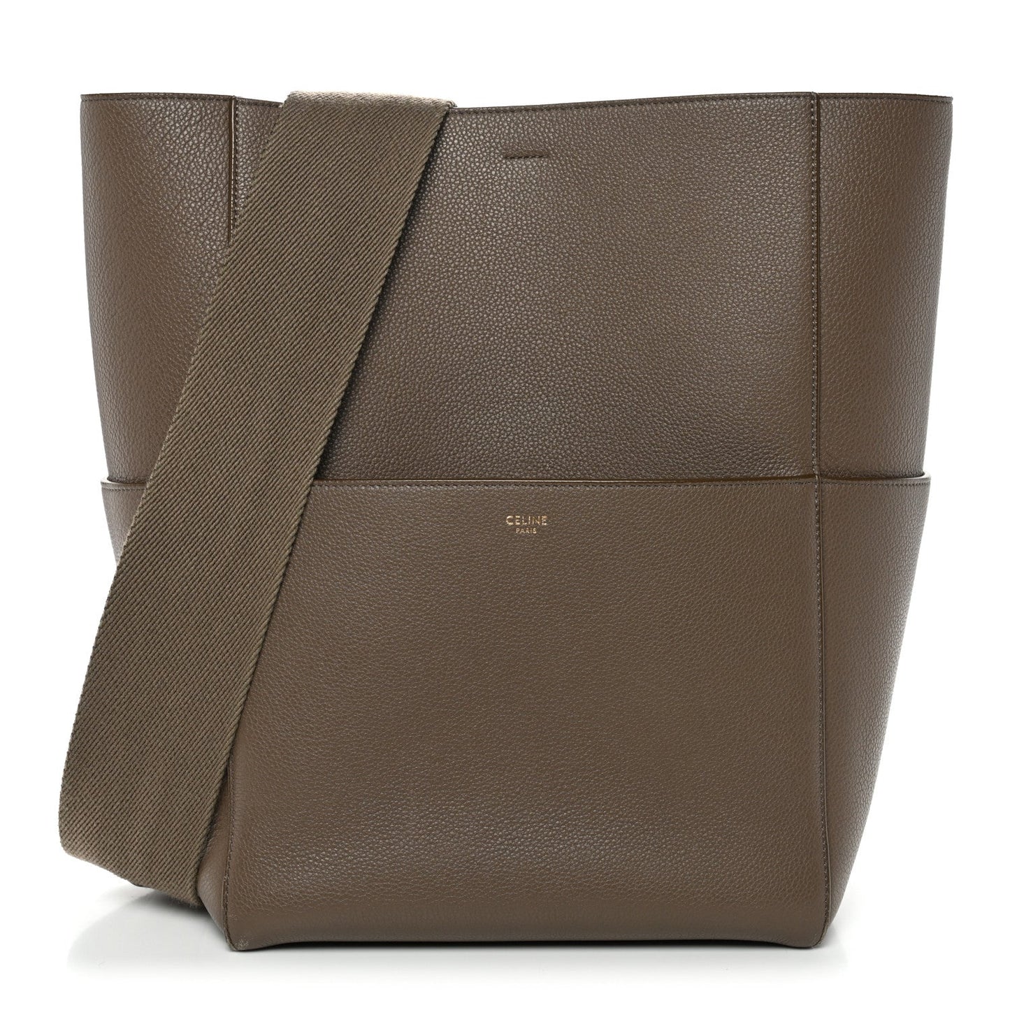 Soft Grained Calfskin Sangle Bucket Bag Taupe