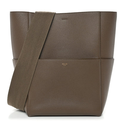Soft Grained Calfskin Sangle Bucket Bag Taupe