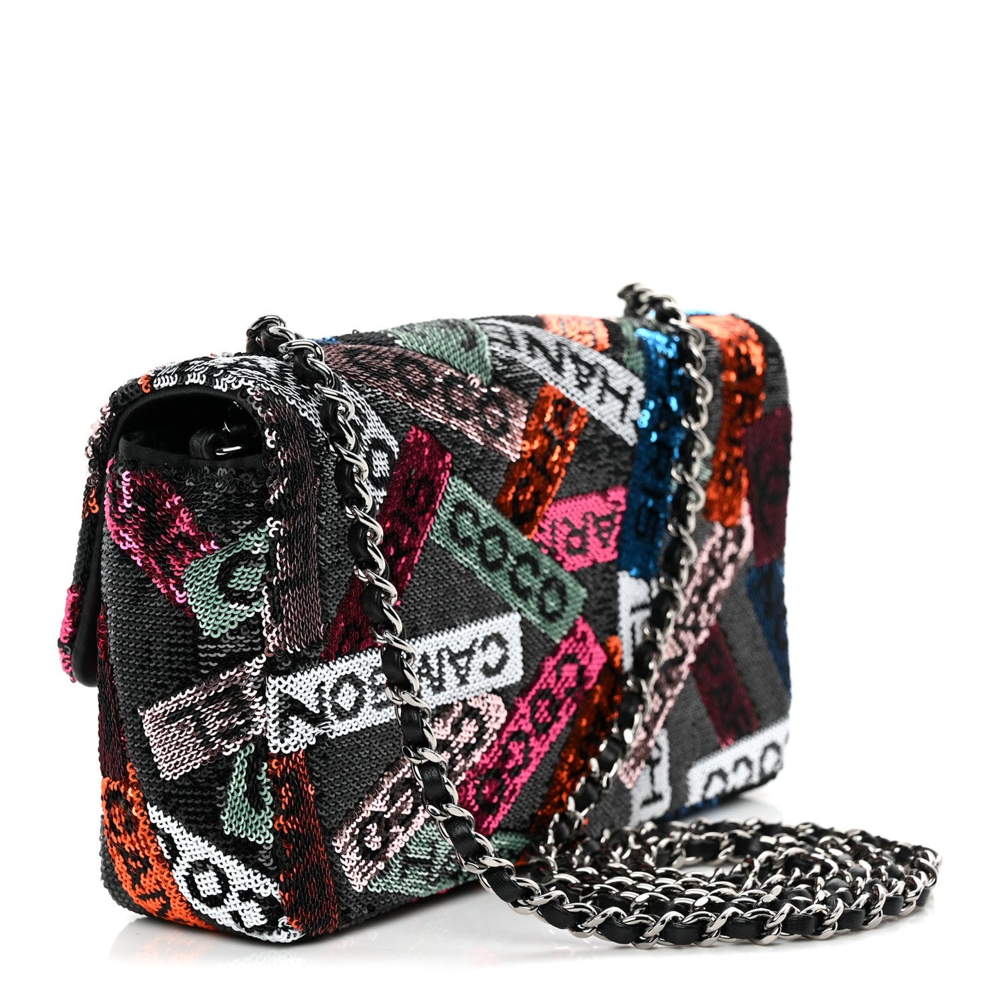 Sequin Logo Small Flap Ruthenium Multicolor